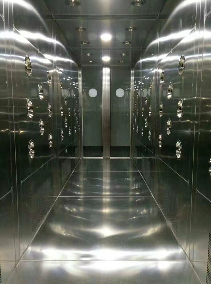 檢查風淋室風機是否正常工作，是否有異物堵塞。